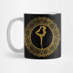 Yoga Asana Symbol in Gold Mandala Mug